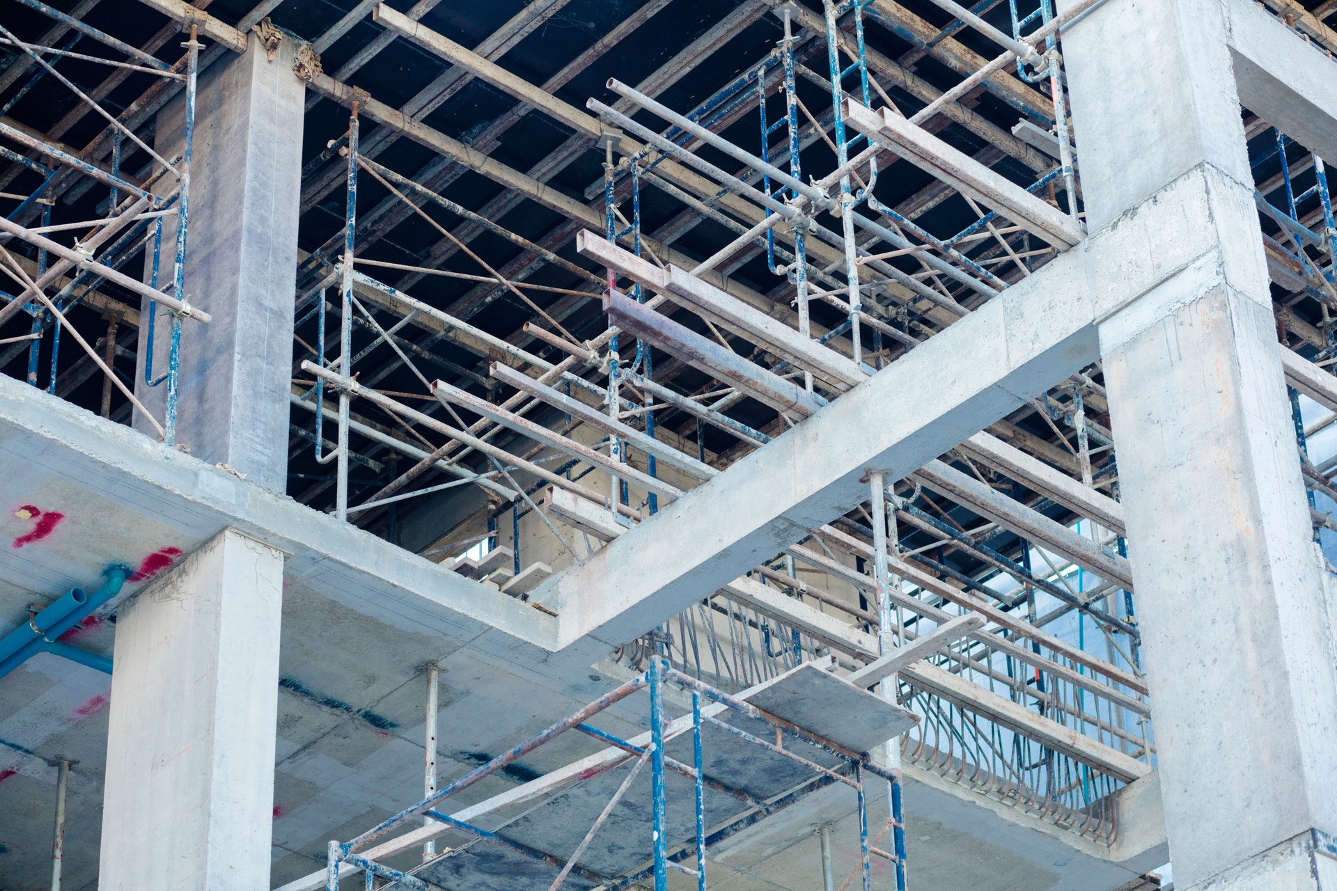 View into new apartment building under construction